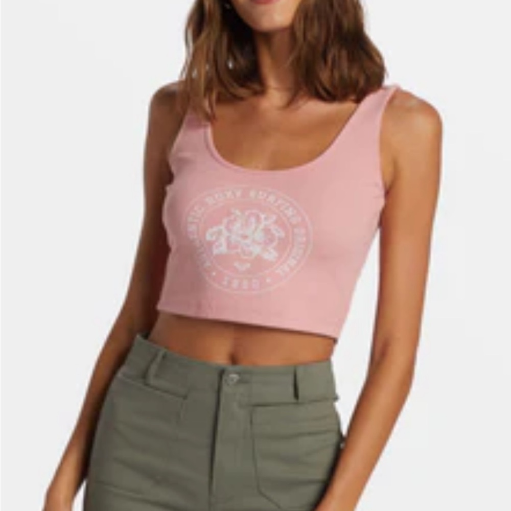 Roxy surfing Original Pink Graphic Crop tank Top